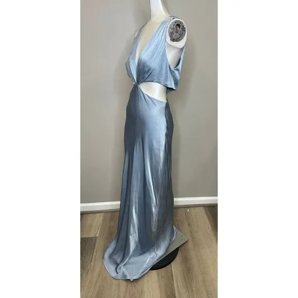 Shona Joy La Lune Plunged Cut Out Maxi Dress in Powder Blue US6 $360